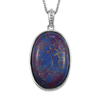 Mojave Purple Turquoise Pendant Necklace 24 Inches in 14K YG & Platinum Over Copper with Magnet and Stainless Steel 30.00 ctw