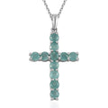 Premium Grandidierite Cross Pendant Necklace 20 Inches in Platinum Over Sterling Silver 1.65 ctw - Sticky add to cart bar