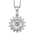 Concave Cut Moissanite VS-EF Sunburst Pendant Necklace 20 Inches in Platinum Over Sterling Silver 2.60 ctw - Sticky add to cart bar