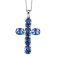 Brazilian Periwinkle Bloom Petalite Cross Pendant Necklace 20 Inches in Platinum Over Sterling Silver 5.65 ctw - Sticky add to cart bar