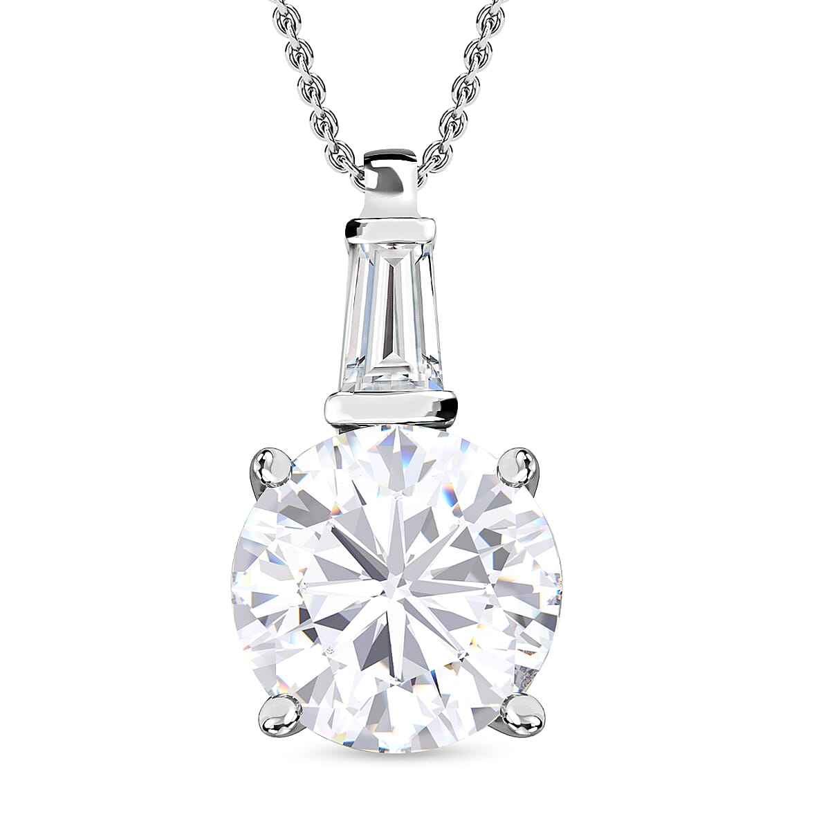 D'Joy Heart & Arrow Cut Moissanite 3.60 ctw Pendant Necklace, 20 Inch Necklace, Rhodium Over Sterling Silver Necklace, Moissanite Jewelry, Gifts For Her