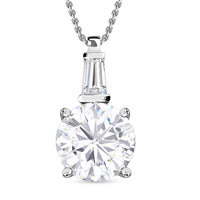 D'Joy Heart & Arrow Cut Moissanite 3.60 ctw Pendant Necklace, 20 Inch Necklace, Rhodium Over Sterling Silver Necklace, Moissanite Jewelry, Gifts For Her
