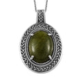 Connemara Marble Ireland Celtic Knot Pendant Necklace 20 Inches in Black Oxidized and Platinum Over Sterling Silver 7.25 ctw - Sticky add to cart bar