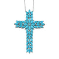 Sleeping Beauty Turquoise Cross Pendant Necklace (20 Inches) in Platinum Over Sterling Silver - Sticky add to cart bar