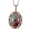 Natural Zimbaprase, Natural Champagne and White Diamond Pendant Necklace 20 Inches in Vermeil Rose Gold Over Sterling Silver 9.15 ctw - Sticky add to cart bar