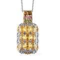 Madagascar Yellow Sapphire and Multi-Tourmaline Pendant Necklace 20 Inches in Vermeil YG and Platinum Over Sterling Silver 2.70 ctw - Sticky add to cart bar