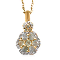 Narsipatnam Alexandrite and White Zircon Floral Pendant Necklace 20 Inches in Vermeil Yellow Gold Over Sterling Silver 0.85 ctw
