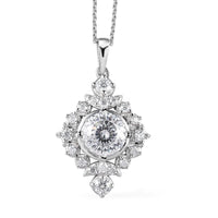 120 Facet Moissanite Celestial Pendant Necklace 20 Inches in Platinum Over Sterling Silver 2.40 ctw
