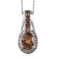 Jenipapo Andalusite and Champagne Zircon Pendant Necklace 20 Inches in Platinum Over Sterling Silver 1.85 ctw