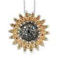 GP Italian Garden Collection Black and Yellow Diamond Floral Pendant Necklace 20 Inches in Rhodium and Platinum Over Sterling Silver 0.50 ctw - Sticky add to cart bar