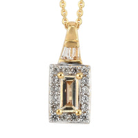 Natural Imperial Topaz and Natural White Zircon Pendant Necklace 20 Inches in Vermeil Yellow Gold Over Sterling Silver 0.75 ctw