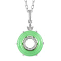 Green Jade (D) and White Zircon Pendant Necklace 20 Inches in Platinum Over Sterling Silver 9.65 ctw - Sticky add to cart bar