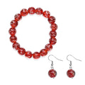 Ankur Treasure Chest Red Color Glow Murano Style, White Glass Beaded Stretch Bracelet and Dangle Earrings in Stainless Steel - Sticky add to cart bar