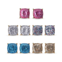 Set of 5 Multi Color Resin Stud Earrings in ION Plated YG and Stainless Steel 10.00 ctw , Tarnish-Free, Waterproof, Sweat Proof Jewelry