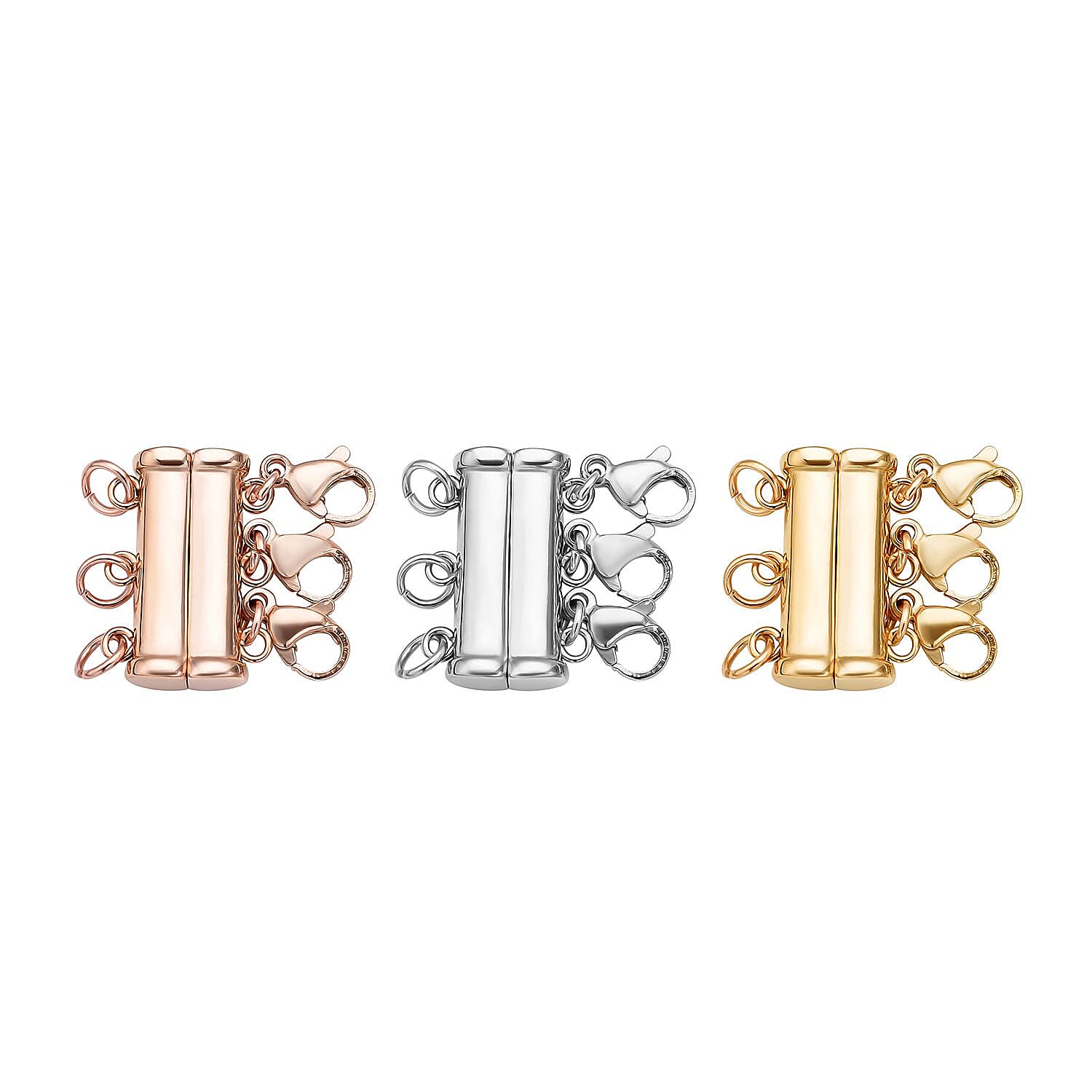 EVER TRUE Set of 3 Layering Locks with 3 Rows in ION Plated YG, RG and Stainless Steel 19.50 Grams
