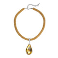 Simulated Emerald Pendant with Beaded Necklace 18-20 Inches in Silvertone - Sticky add to cart bar