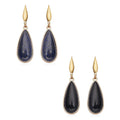 Lapis Lazuli and Enhanced Black Agate Teardrop Shape Set of 2 Earrings in Goldtone 50.00 ctw - Sticky add to cart bar