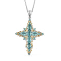 Premium Grandidierite Cross Pendant Necklace 20 Inches in Vermeil Yellow Gold and Platinum Over Sterling Silver 3.10 ctw - Sticky add to cart bar