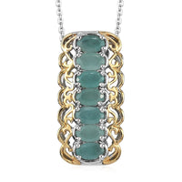 Premium Grandidierite Elongated Pendant Necklace 20 Inches in Vermeil Yellow Gold and Platinum Over Sterling Silver 1.65 ctw