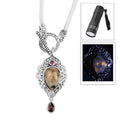 Artisan Crafted Natural Yooperlite and Orissa Rhodolite Garnet Pendant Necklace 20 Inches in Sterling Silver 6.00 ctw with Free UV Flash Light - Sticky add to cart bar