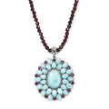 Ankur Treasure Chest Larimar and Orissa Rhodolite Garnet Cocktail Pendant with Beaded Necklace 20 Inches in Platinum Over Sterling Silver 138.00 ctw - Sticky add to cart bar