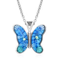 Blue Murano Style Butterfly Necklace in Stainless Steel 24 Inches - Sticky add to cart bar