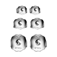 Set of 3 Jumbo Friction Backs Ear Nut in Rhodium Over Sterling Silver (5,6,9mm)