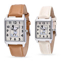 DISNEY Set of 2 Japanese Movement Mickey and Minnie Vintage Style Watch with Brown Vegan Leather (30X33mm. 7-9) & Cream Vegan Leather (25x28mm, 6-8) - Sticky add to cart bar