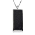 Blue Sandstone Dogtag Pendant Necklace 24 Inches in Silvertone & Stainless Steel 10.00 ctw - Sticky add to cart bar