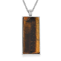 Blue Sandstone Dogtag Pendant Necklace 24 Inches in Silvertone & Stainless Steel 10.00 ctw