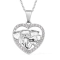 White Austrian Crystal Elephant Heart Pendant Necklace 20 Inches in Stainless Steel - Sticky add to cart bar
