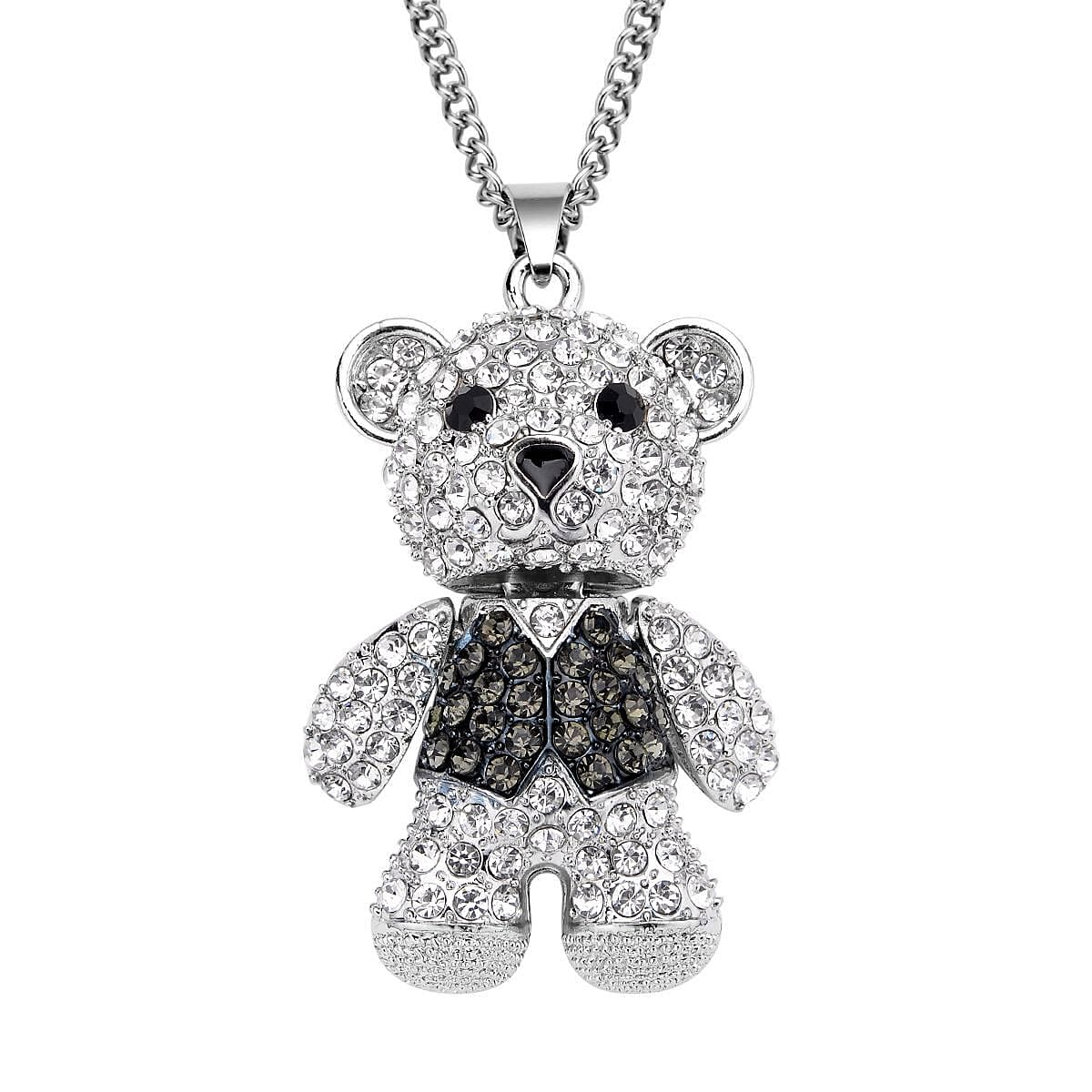 Multi Color Austrian Crystal Bunny Pendant Necklace 29-31 Inches in Silvertone