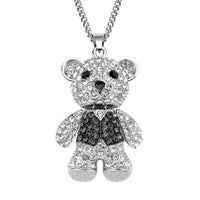 Multi Color Austrian Crystal Bunny Pendant Necklace 29-31 Inches in Silvertone