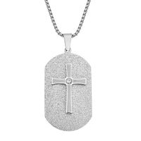 Austrian Crystal Men's Cross Pendant Necklace 24 Inches in Stainless Steel