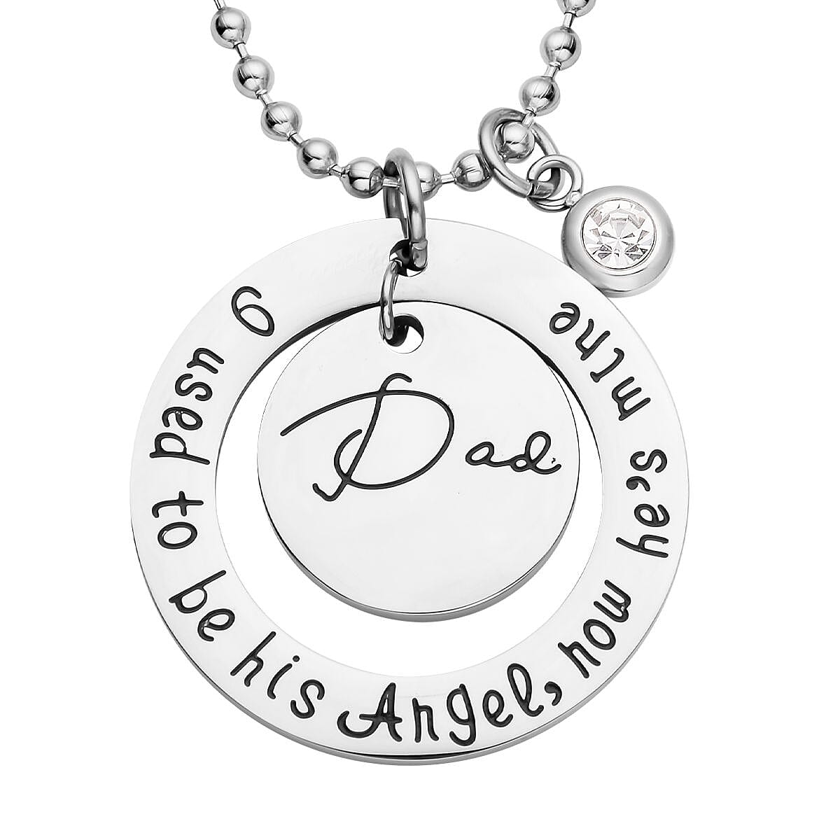 Austrian Crystal Round Pendant Necklace 24 Inches in Stainless Steel