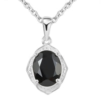 Thai Black Spinel Solitaire Pendant Necklace 20 Inches in Sterling Silver 3.25 ctw