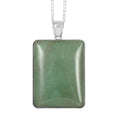 Green Aventurine Rectangle Frame Pendant Necklace 18 Inches in Silvertone 60.00 ctw - Sticky add to cart bar