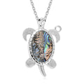 Abalone Shell Turtle Pendant Necklace 18 Inches in Silvertone - Sticky add to cart bar