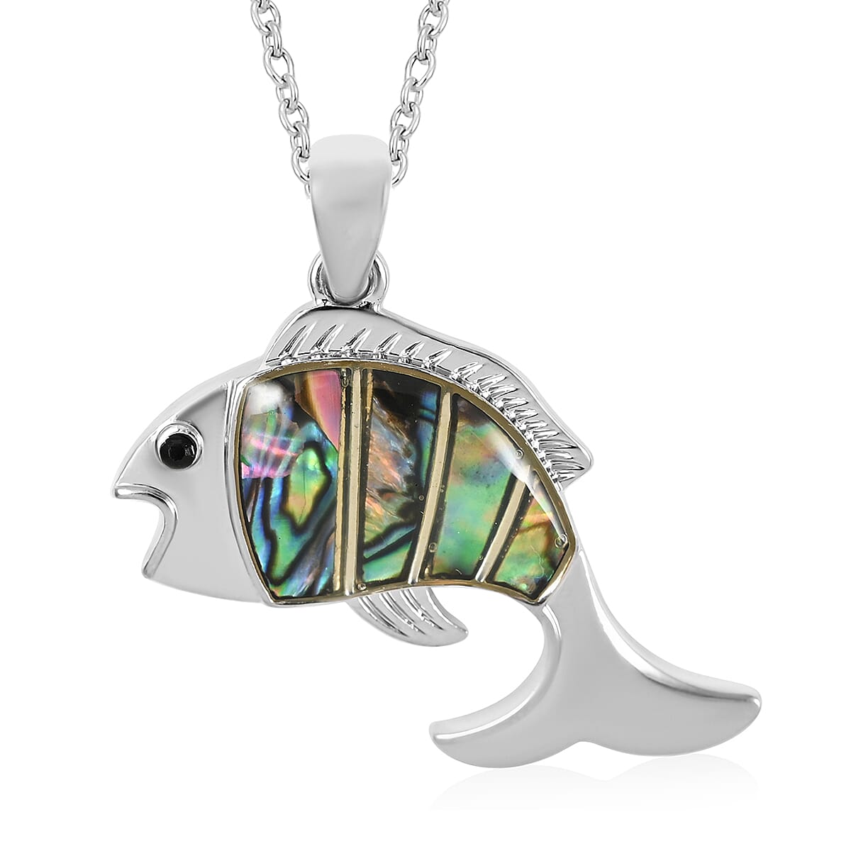 Abalone Shell Turtle Pendant Necklace 18 Inches in Silvertone