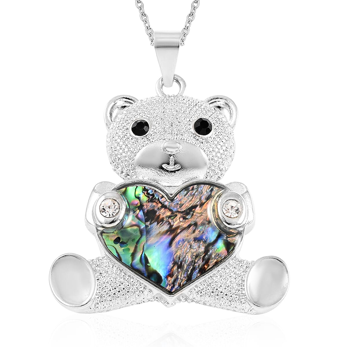 Abalone Shell Turtle Pendant Necklace 18 Inches in Silvertone