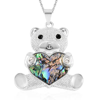 Abalone Shell Turtle Pendant Necklace 18 Inches in Silvertone