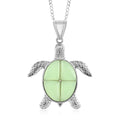 Green Aventurine Turtle Pendant Necklace 18 Inches in Silvertone 10.35 ctw - Sticky add to cart bar