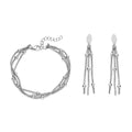 Dangle Earrings and Layered Bracelet (7.50-9.0In) in Stainless Steel | Tarnish-Free, Waterproof, Sweat Proof Jewelry - Sticky add to cart bar