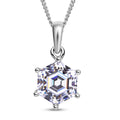 Hexagonal Cut Moissanite Solitaire Pendant Necklace 18 Inches in Rhodium Over Sterling Silver 2.50 ctw - Sticky add to cart bar