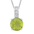 Premium Peridot and White Zircon Pendant Necklace 20 Inches in Rhodium Over Sterling Silver 2.25 ctw - Sticky add to cart bar