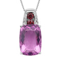 Grape Color Fluorite and Multi Gemstone Pendant Necklace 18 Inches in Rhodium Over Sterling Silver 8.35 ctw - Sticky add to cart bar