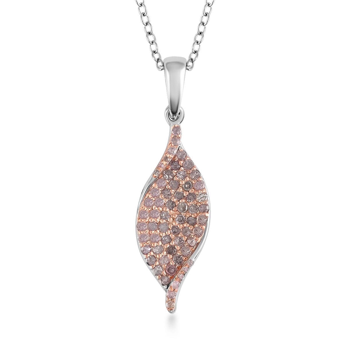 JCK CLOSEOUT Natural Pink Diamond Twisted Pendant Necklace 18 Inches in 14K Rose Gold Over and Sterling Silver 0.50 ctw
