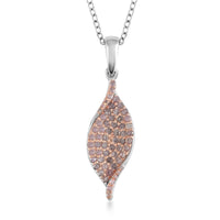 JCK CLOSEOUT Natural Pink Diamond Twisted Pendant Necklace 18 Inches in 14K Rose Gold Over and Sterling Silver 0.50 ctw