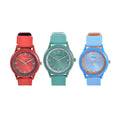 Strada Japanese Movement Set of 3 Watch with Blue, Red and Green Silicone Strap (5.50-6.75Inches) (40mm) - Sticky add to cart bar