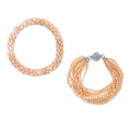 Champagne Glass and Austrian Crystal Set of 2 Beaded Bracelet in Silvertone (Stretch, 7.75In) - Sticky add to cart bar